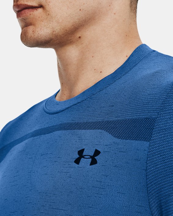 Men's UA Seamless Short Sleeve, Blue, pdpMainDesktop image number 3